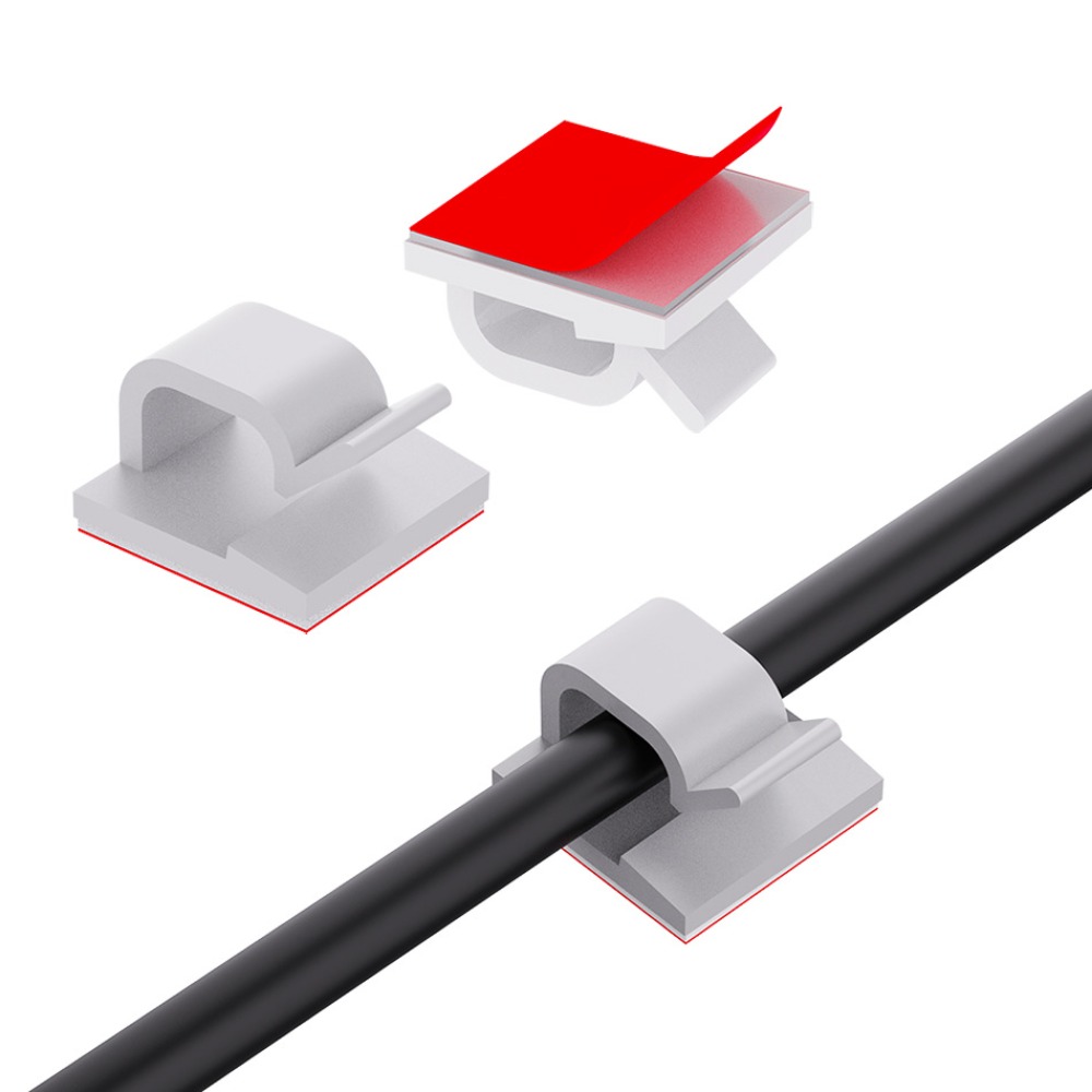 Cable Management Box - R Shape Transparent Plastic Cable Clip
