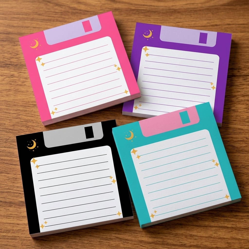 Sticky Note Dispenser - 4PCS Retro Floppy Disk Sticky Notes,