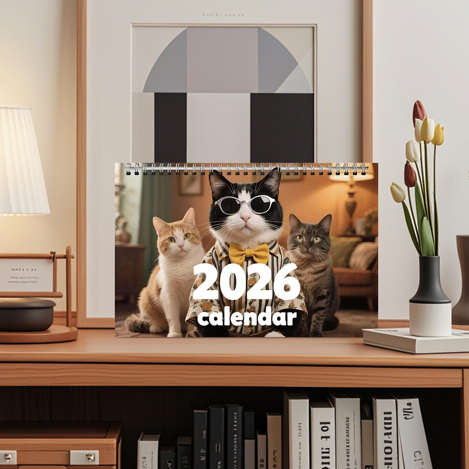 Home Office Wallpaper - 2026 Cat Wall Calendar 12-Month Cat