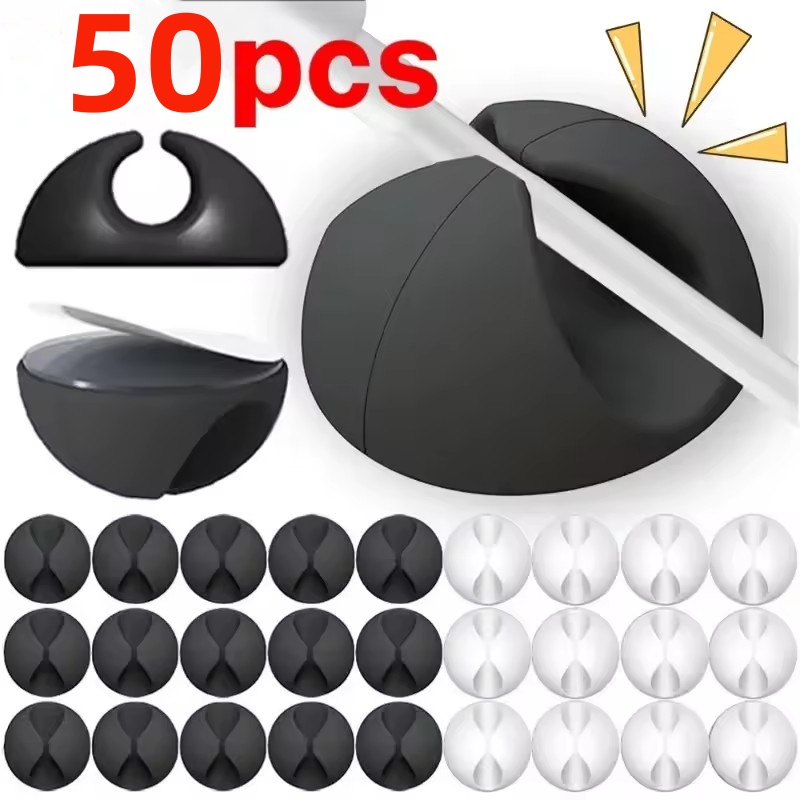 Cable Management Box - 5/50Pcs Cable Clip Winder Organizer Round