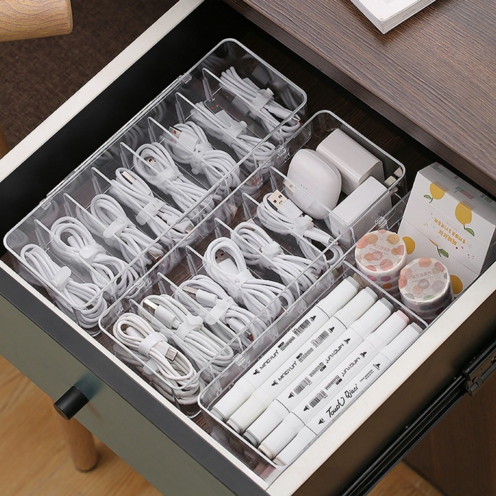Cable Management Box - Multifunctional Cable Organizer, Transparent Storage Box