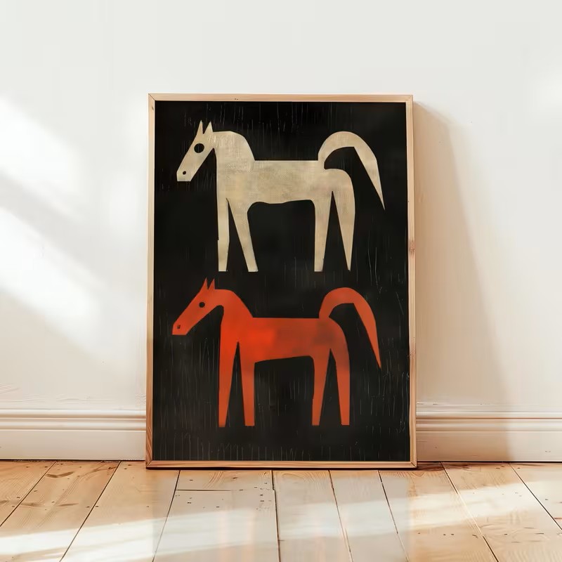 Home Office Interior Design - Animal Canvas Poster Wall Featuring Western