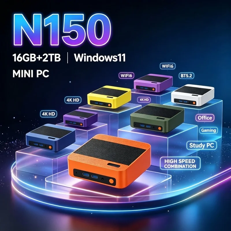 Home Office Windows 11 - Compact Color Mini PC Core N150