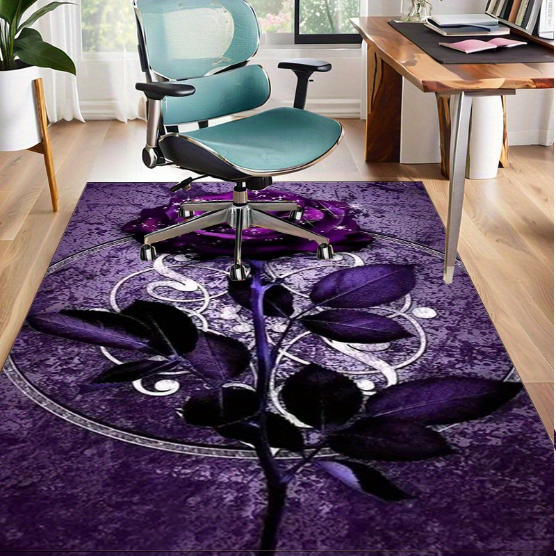 Home Office Interior Design - Purple Leaf Rug for Elegant Office