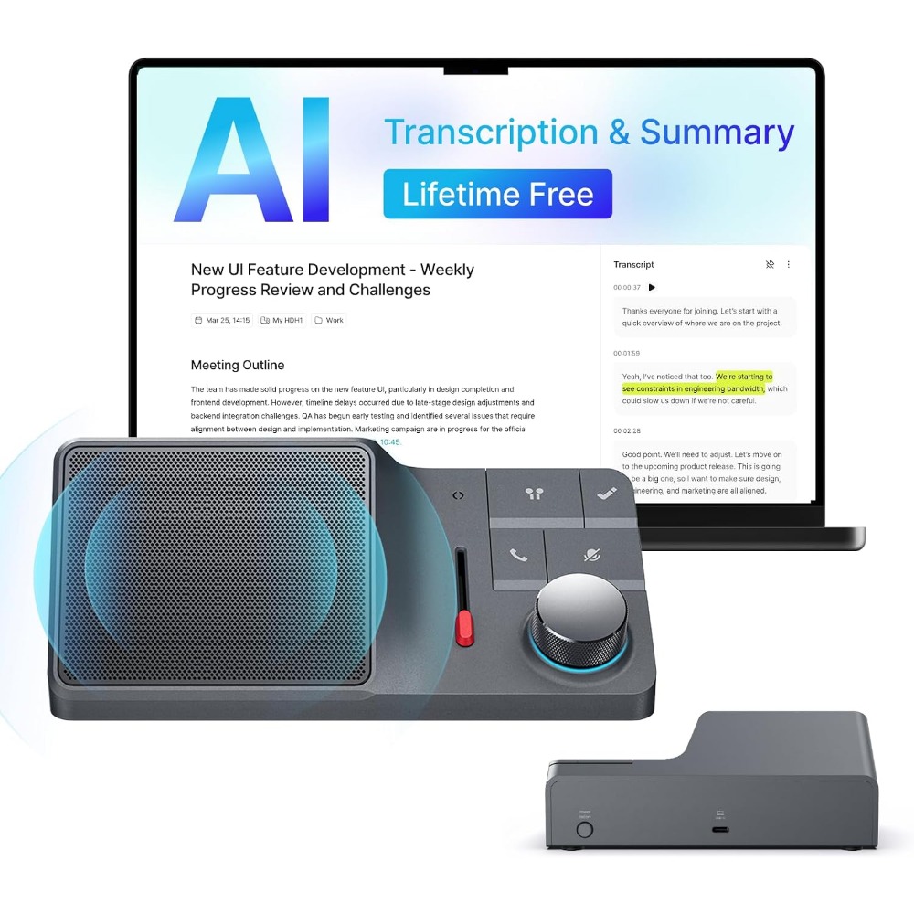 Noise Canceling Headphones - AI Conference Speakerphone with Bluetooth Connectivity,