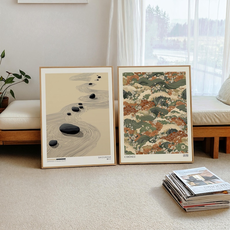 Home Office For Two - 2pcs Japandi Zen Canvas Wall Art