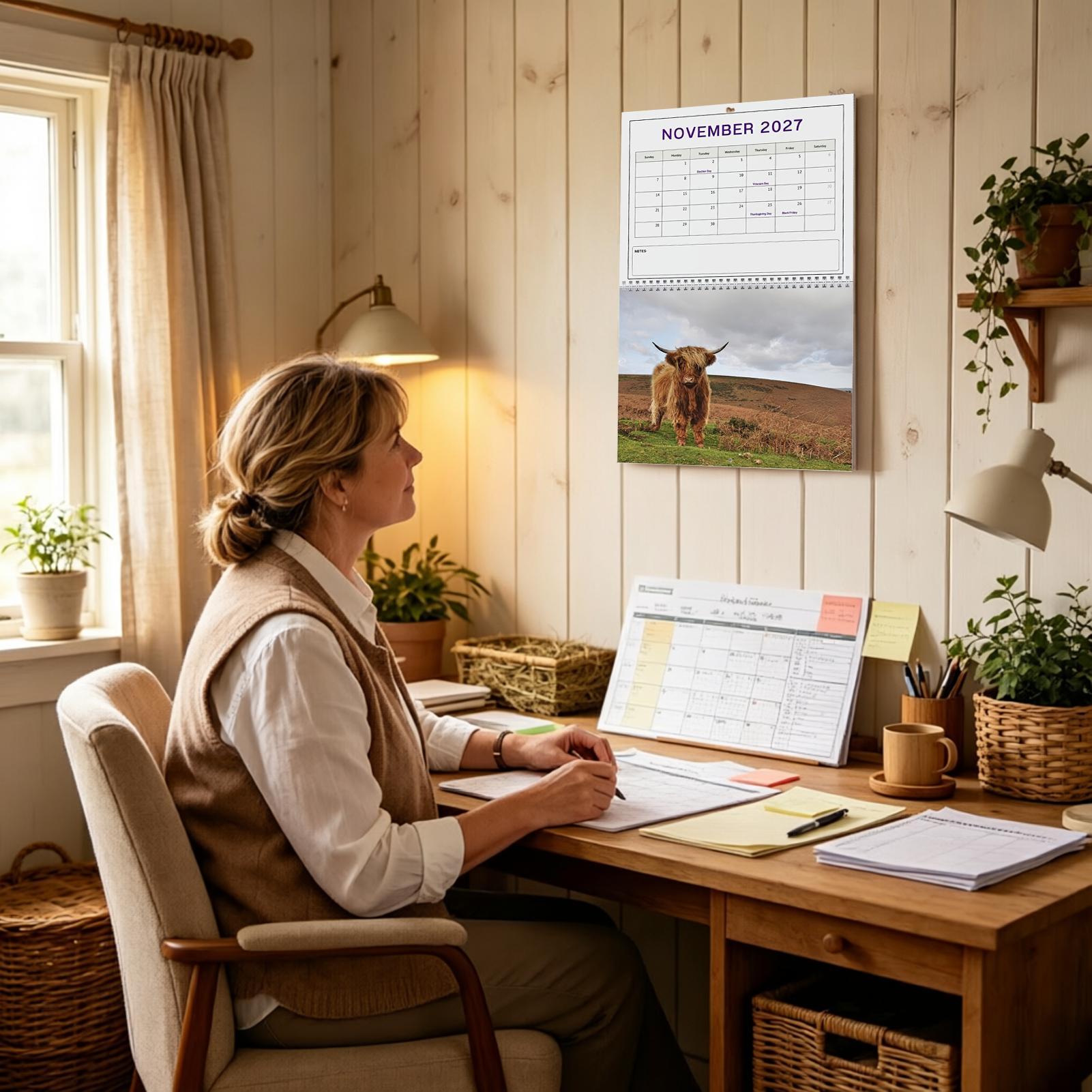 Wall Calendar 2027 Funny Cow L - огляд і ціна Home Office Wallpaper