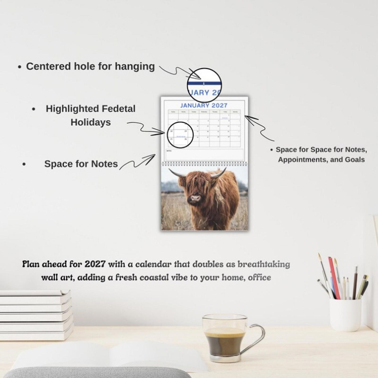 Wall Calendar 2027 Funny Cow L - огляд і ціна Home Office Wallpaper