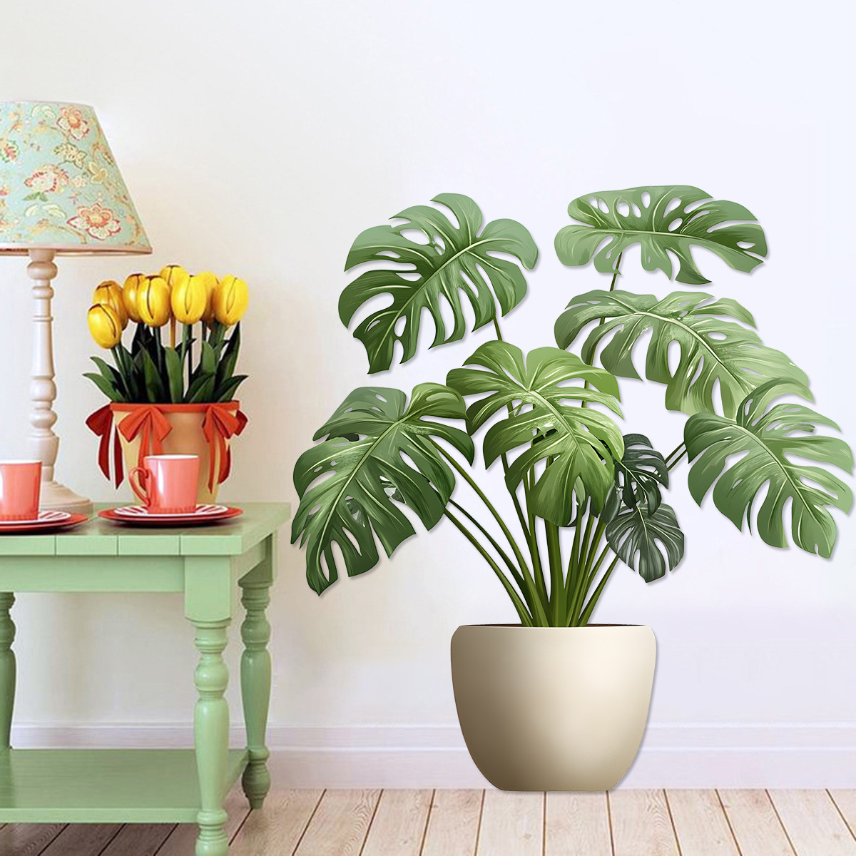 3D Sticker Green Plant Pot Wal - огляд і ціна Home Office Wallpaper