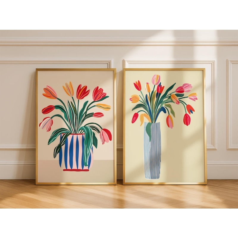 2pcs Tulip Flowers Canvas Wall - огляд і ціна Home Office For Two