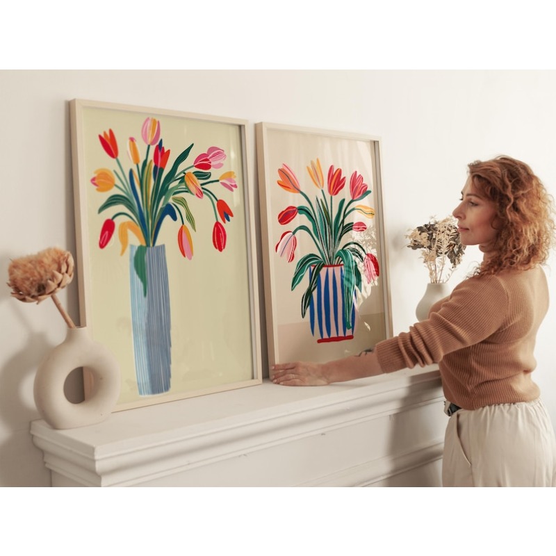 2pcs Tulip Flowers Canvas Wall - огляд і ціна Home Office For Two