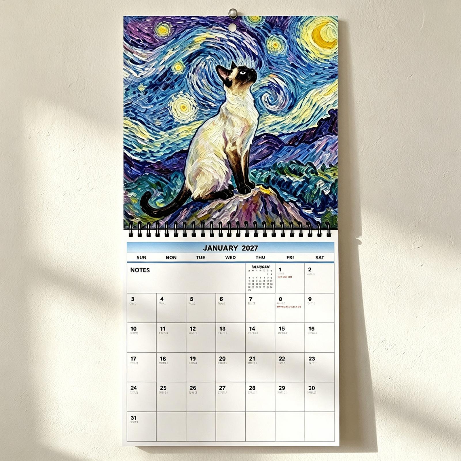 2027 Wall Calendar Cat Starlig - огляд і ціна Home Office Wallpaper